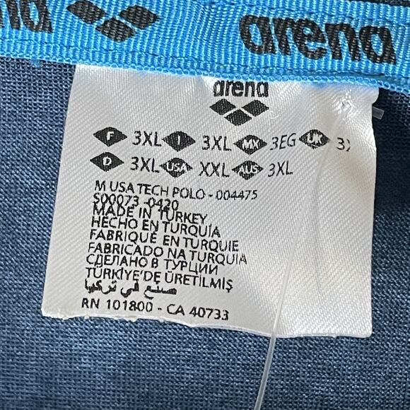 NWT Arena USA Swimming Logo Blue Short Sleeve Tech Polo Lightweight Men’s XXL - Picture 6 of 16